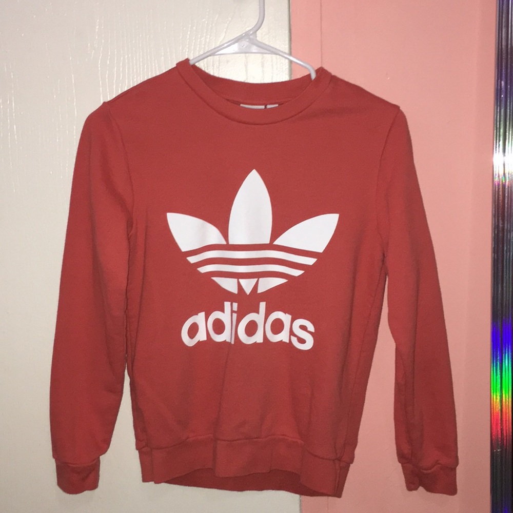 Dark coral adidas long sleeve sweatshirt
